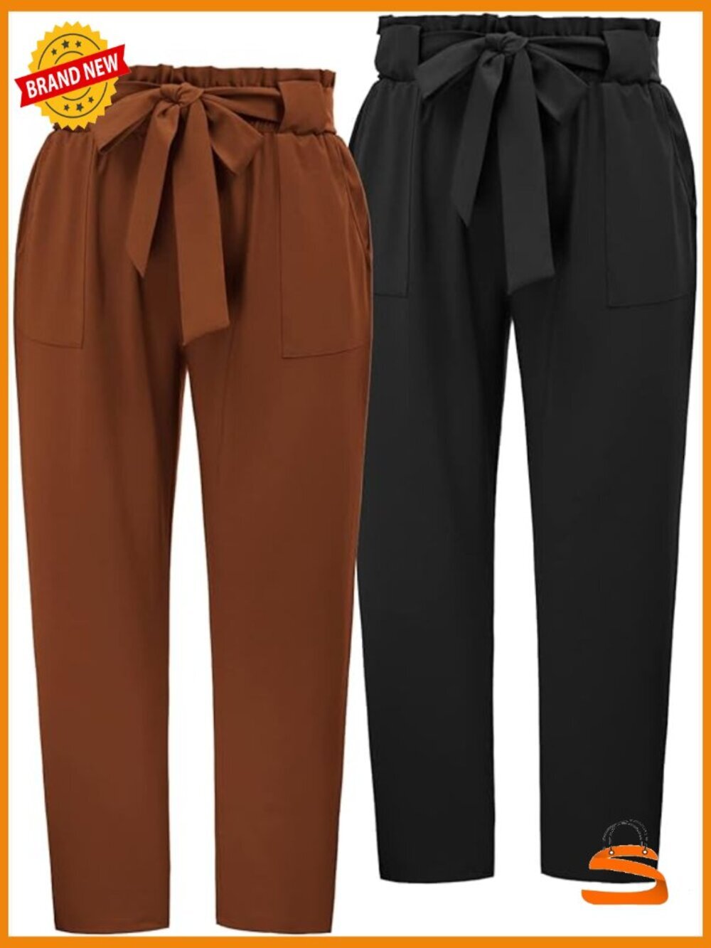 Women's Plus Size Elastic Waist Pencil Pants Ankle Length with Pockets